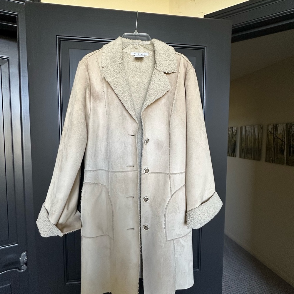CAbi Cream Faux Shearling Coat
